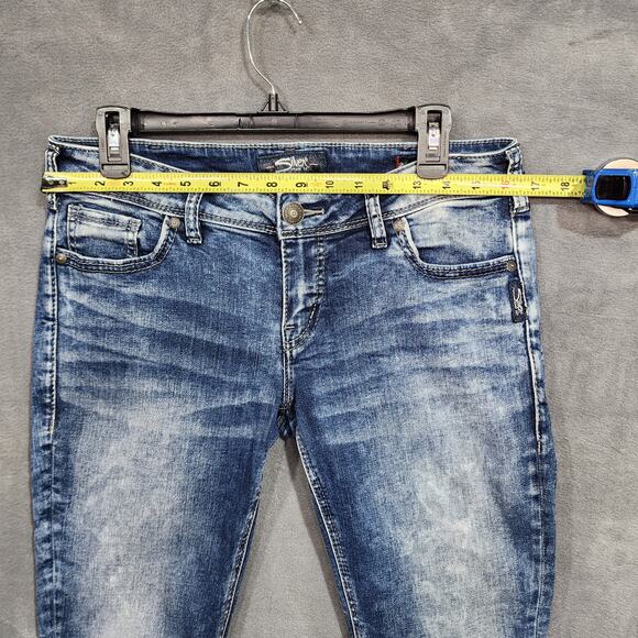 Silver Jeans AIKO Mid Ankle Skinny Mid Rise Jeans Raw Hem 30x27 - Picture 11 of 12